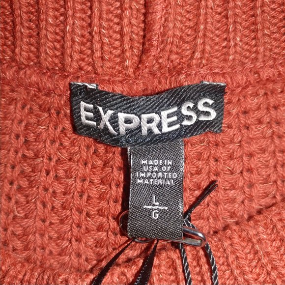 EXPRESS: Rust Orange Sleeveless Knit Sweater Top - Women's Size Large NWT - Picture 6 of 8